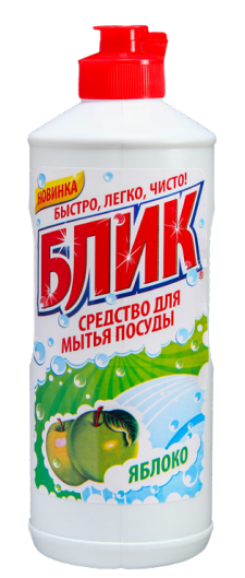 Жидкое средство для мытья посуды БЛИК Яблоко, 500 г.