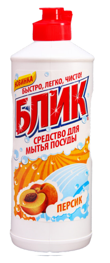 Жидкое средство для мытья посуды БЛИК Персик, 500 г.